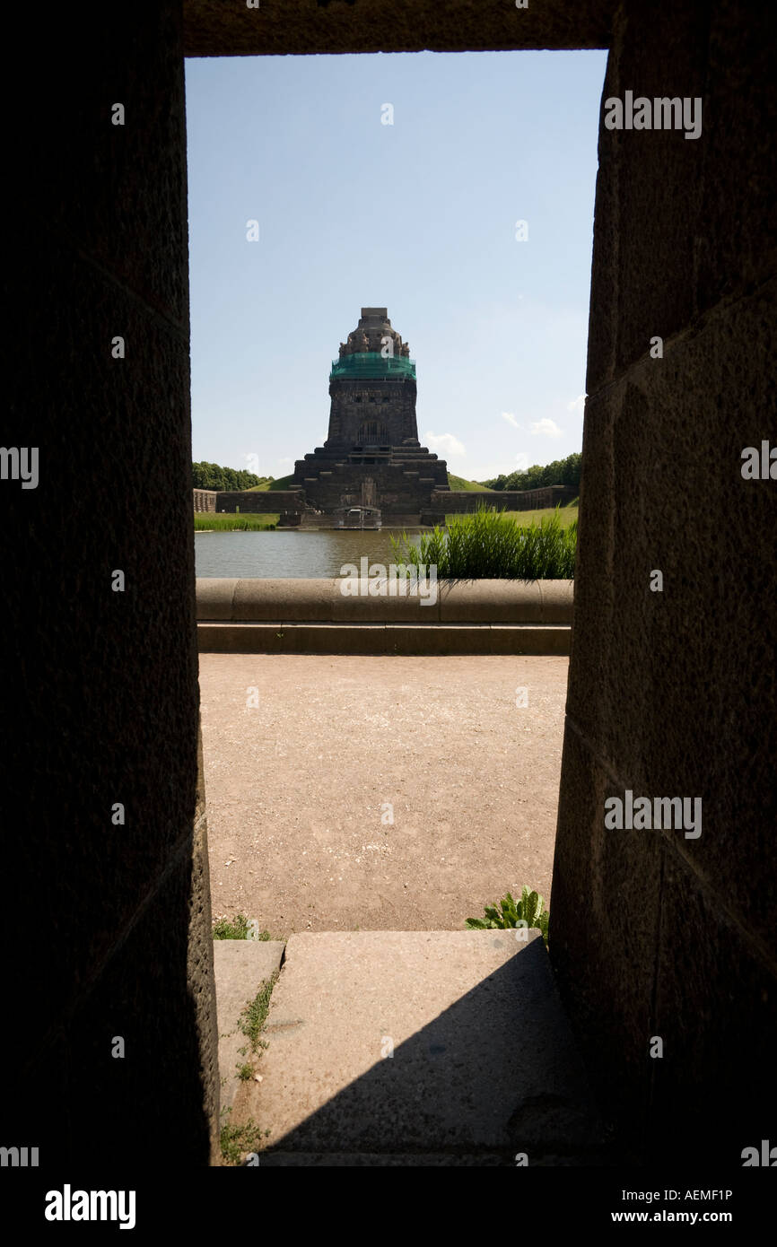 Batalla de las Naciones Monumento Volkerschlachtdenkmal Leipzig Sajonia Alemania Foto de stock