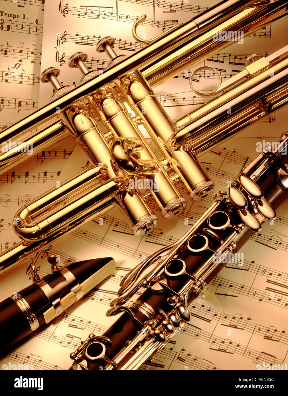 Still life de instrumentos musicales y partituras Fotografía de stock -  Alamy