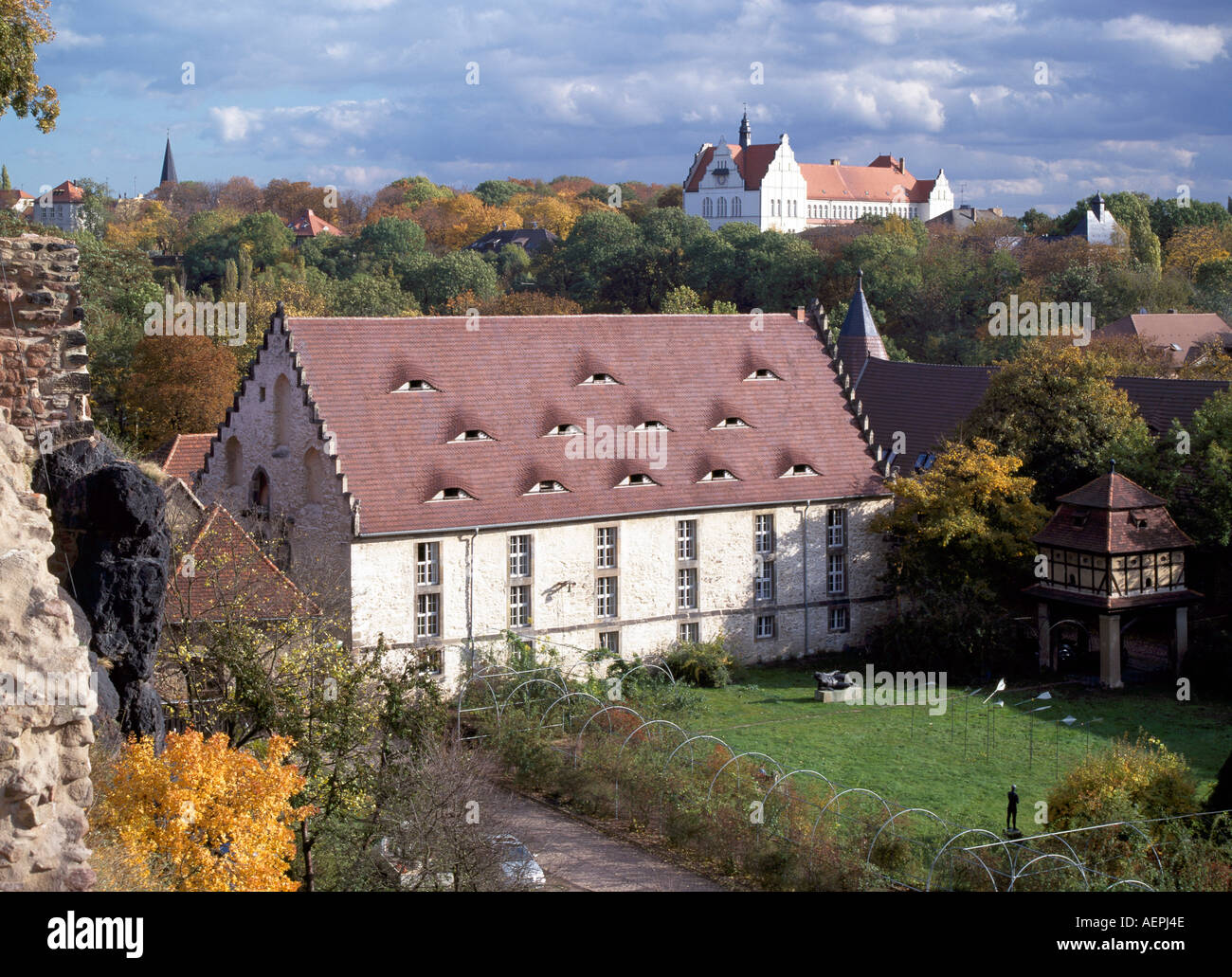 Halle, Burg Giebichenstein, Unterburg Kornhaus, 15. Jahrhundert Foto de stock