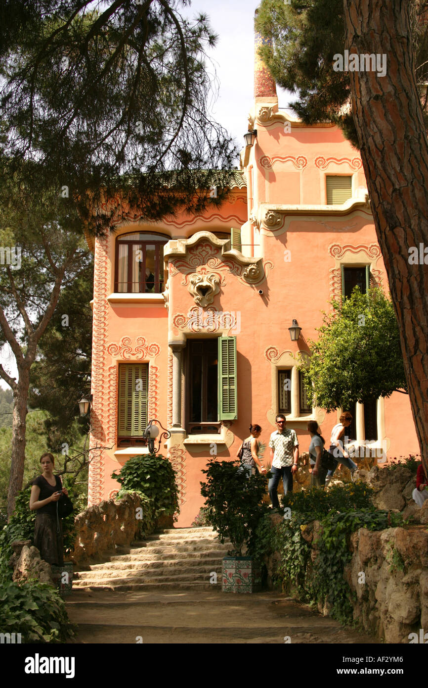 Casa Museu Parc Guell de Gaudi Barcelona Foto de stock