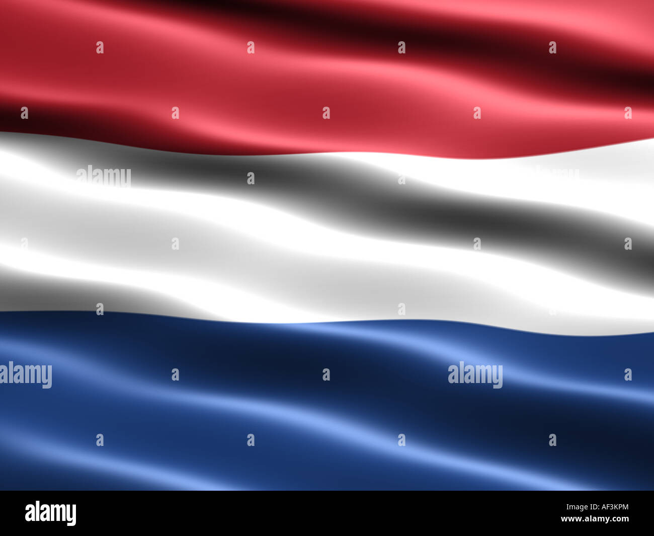 Imagen generada por ordenador del pabellón de los Países Bajos con aspecto sedoso y ondas Foto de stock