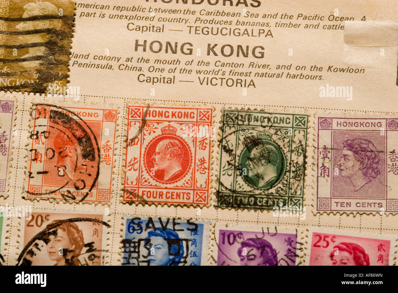 Colección de sellos de hong kong Foto de stock