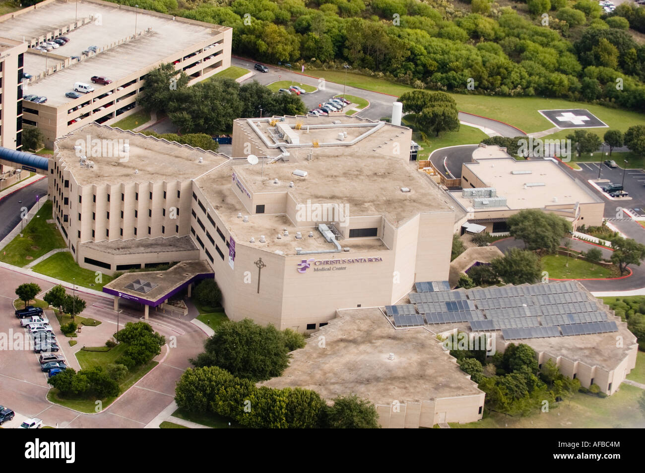 Vista aérea de la Christus Santa Rosa Medical Center en San Antonio, Texas. Foto de stock