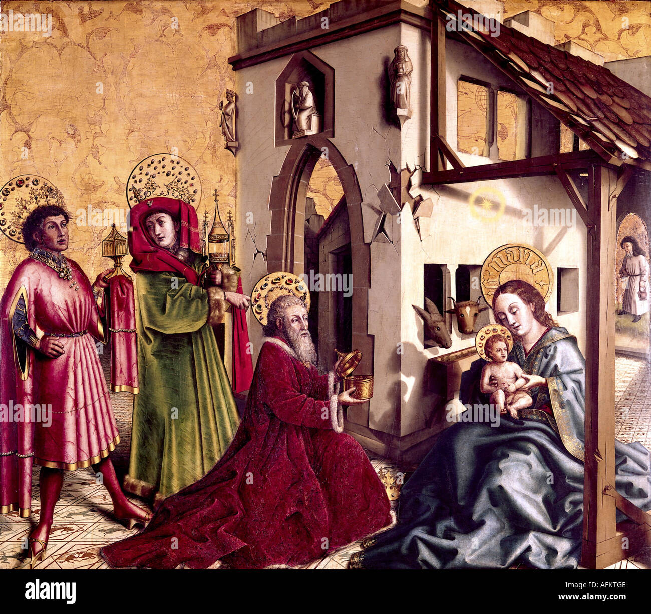 "Bellas Artes, arte religioso, Jesucristo, "Anbetung der Könige' (la Adoración de los magos), pintura de Konrad Witz (circa 1400 - Foto de stock