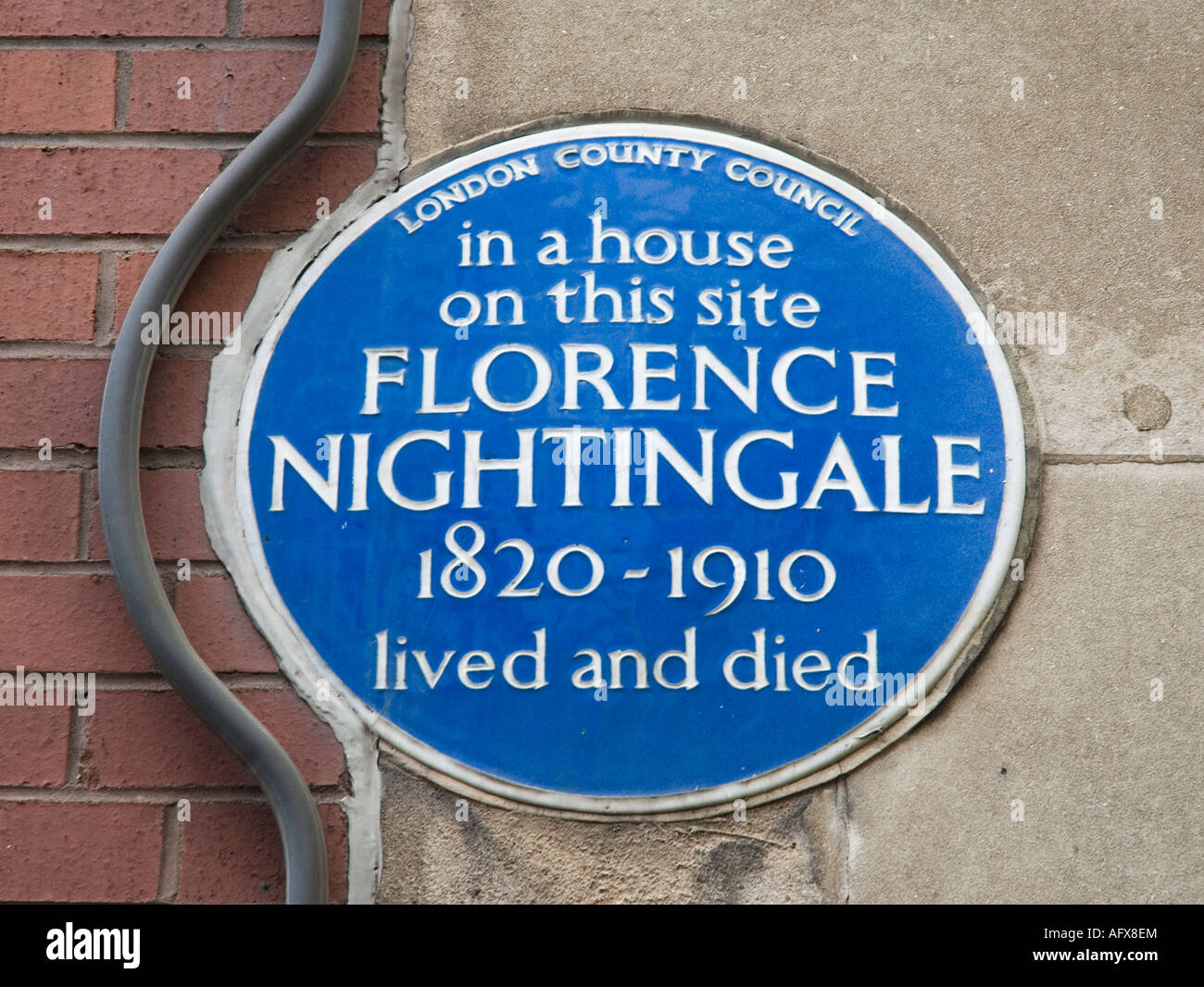 Florence Nightingale placa azul en Londres, Inglaterra Foto de stock