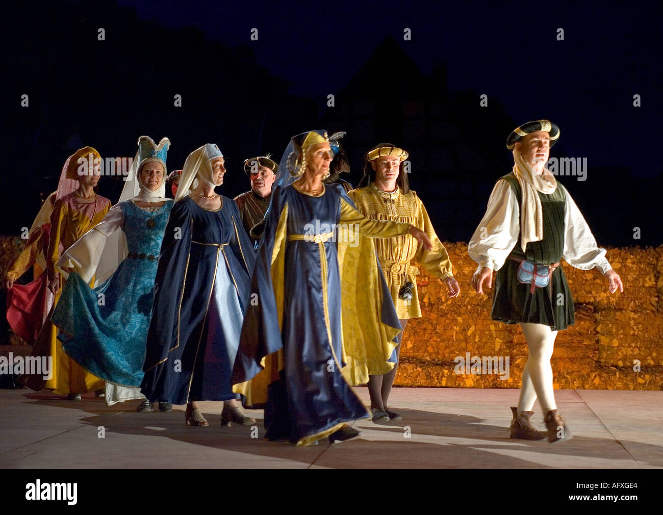 Bailarines medieval en Francia Foto de stock