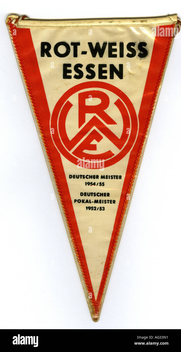 Deporte / Deportes, fútbol / fútbol, pennant, pequeña bandera, Rot Weiss Essen, Alemania, finales de los años 60, Foto de stock
