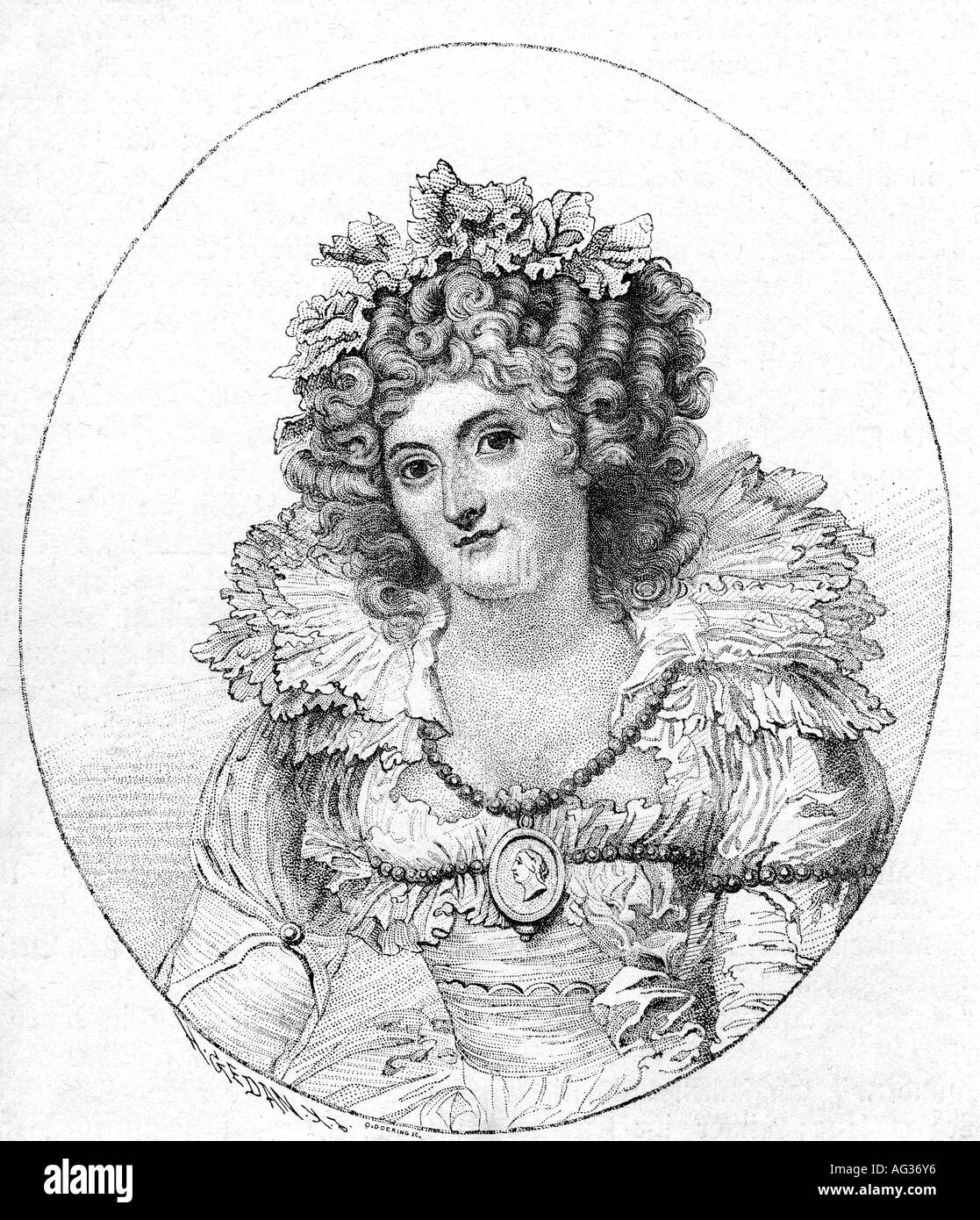 Maria Anne, 26.7.1756 - 27.3.1837, esposa morganática del rey Jorge IV. De Gran Bretaña 1785 - 1811, retrato, grabado, 'Die Gartenlaube', , Foto de stock