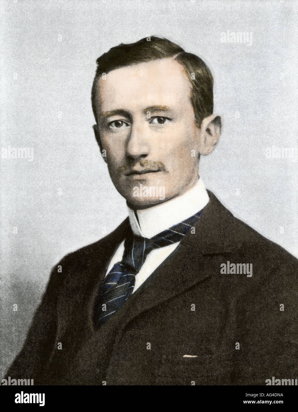 Retrato de Guglielmo Marconi. Medias tintas coloreadas a mano de una fotografía Foto de stock