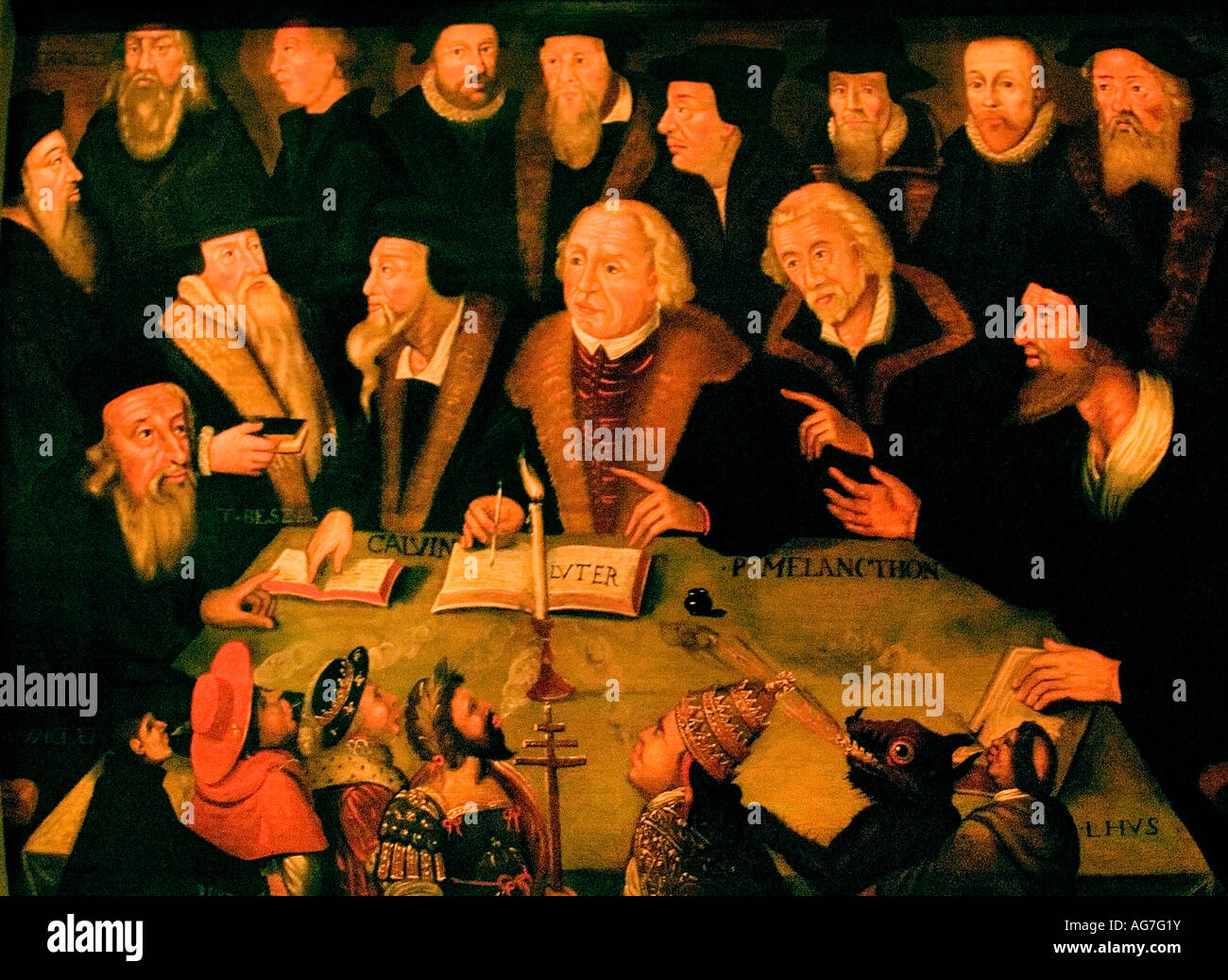 Lutero en crisis con la reforma de 1625 1650 Lutero en el centro derecha Calvin Melachthon Foto de stock