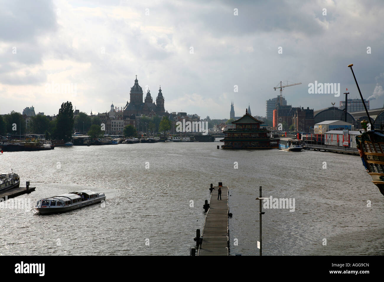 Vista sobre el centro de la ciudad de Ámsterdam, Holanda Foto de stock