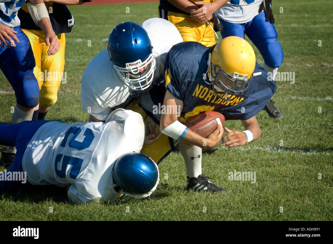 Acción de fútbol americano a nivel High School Port Huron Michigan Foto de stock