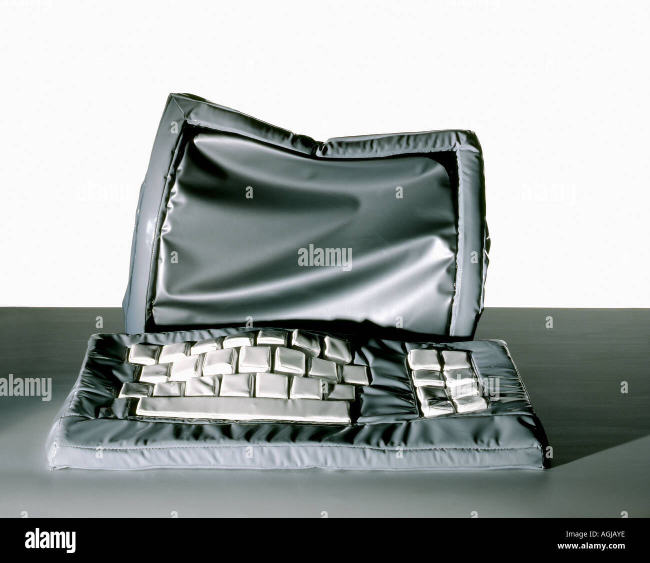 Software de computadora ilustrada por una escultura de 'soft' Foto de stock