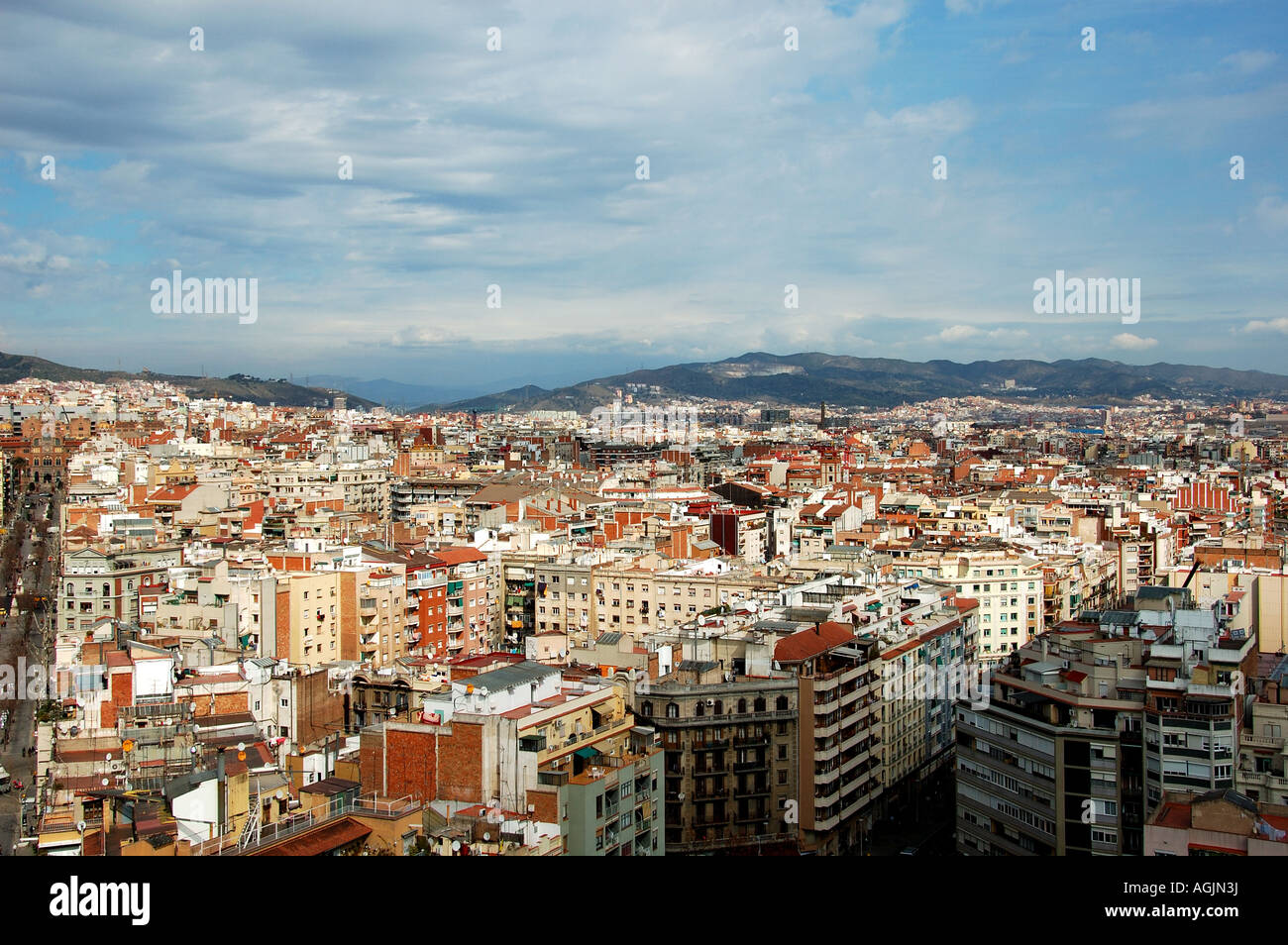 Una vista de pájaro de la ciudad de Barcelona, España Foto de stock