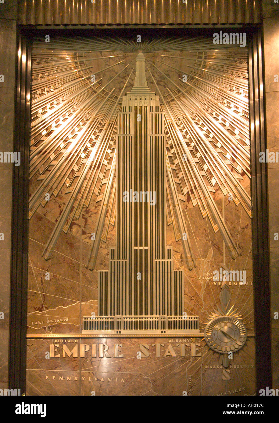 Vestíbulo del Edificio Empire State, la Quinta Avenida, Manhattan, Ciudad de Nueva York, NY, EE.UU. Foto de stock