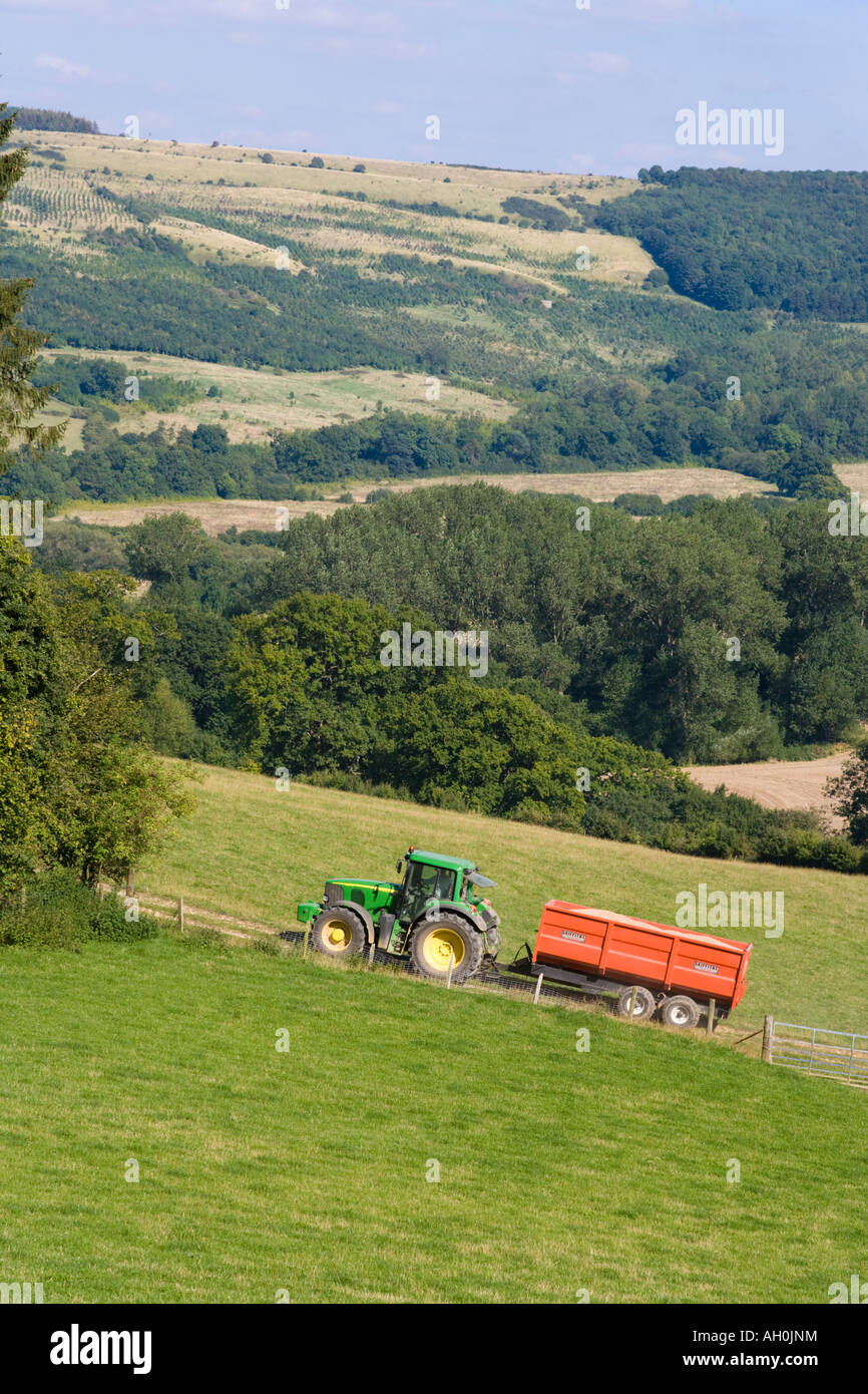 La recolección en los Cotswolds en Granja Goldwell Charlton abades, Gloucestershire Foto de stock