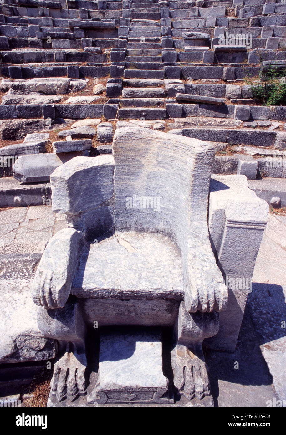 Antiguo anfiteatro griego Priene Turquía Foto de stock