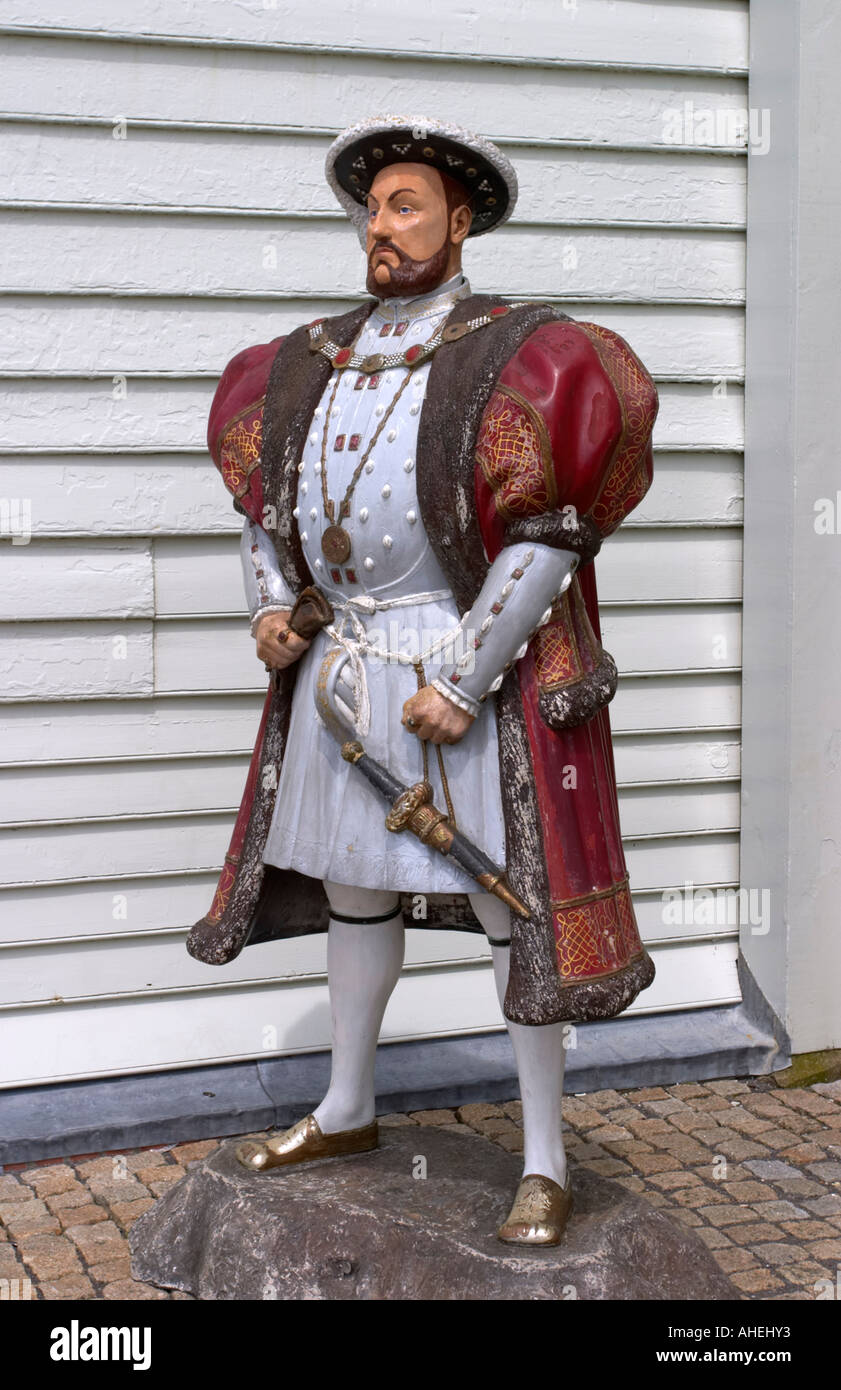 Modelo de rey Henry VIII en Portsmouth Historic Dockyard Hampshire Inglaterra Foto de stock