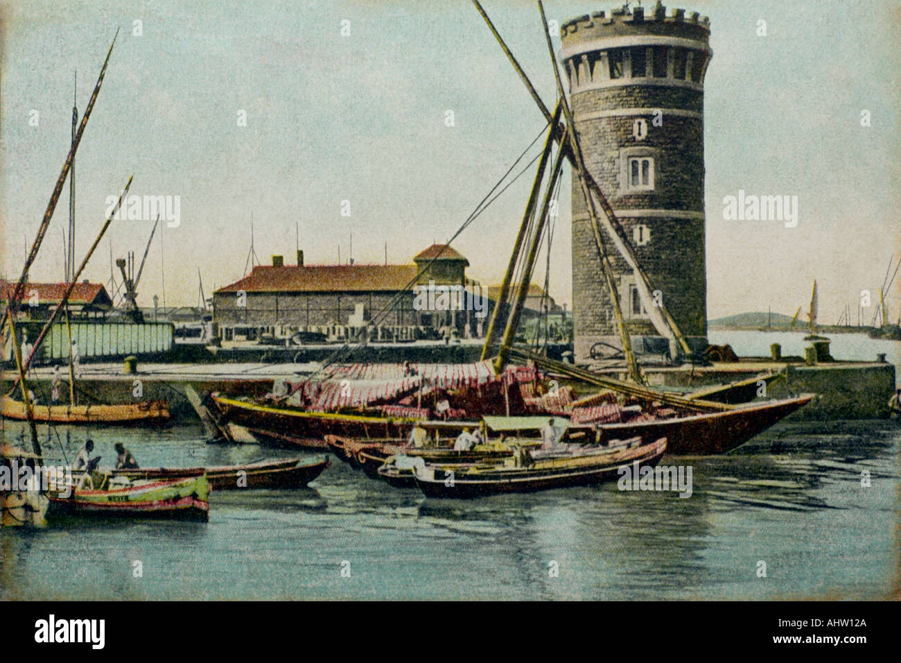 AAD 91714 antigua impresión vintage de Princess Dock barcos Bombay Bombay India Foto de stock