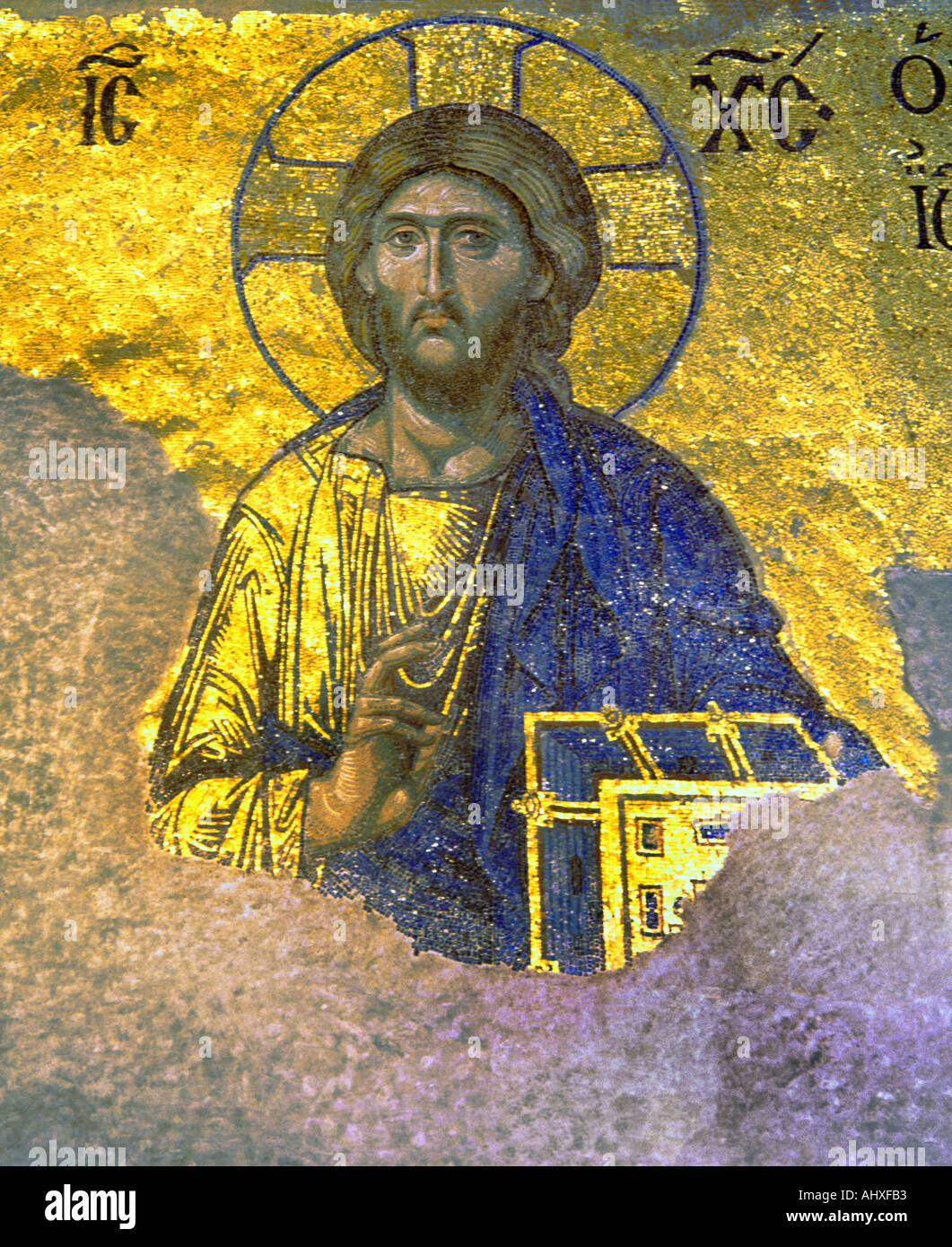 Estambul TURQUÍA Aya Sofya Haghia Sophia Mural bizantino de Cristo Foto de stock
