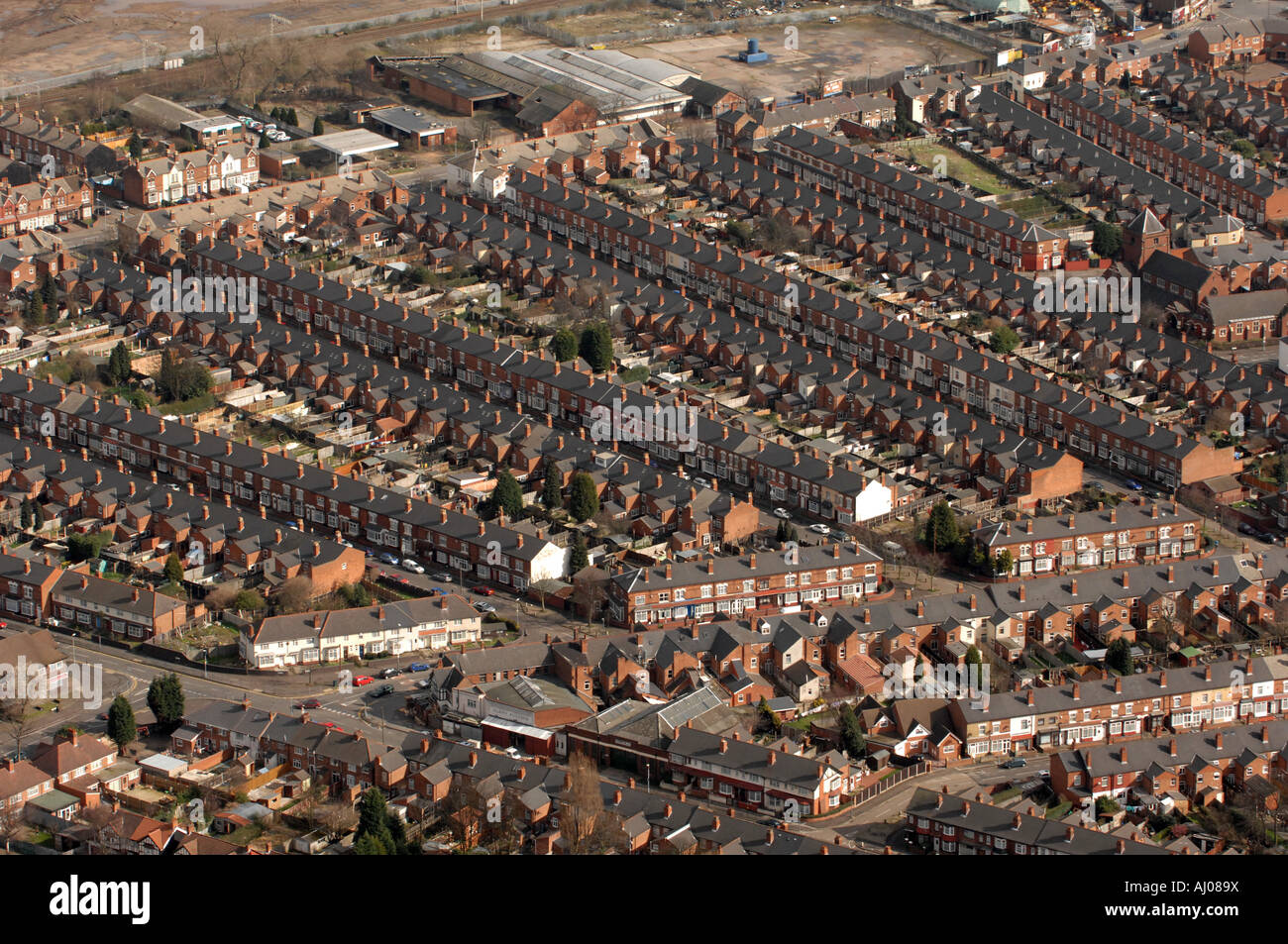 Vista aérea de la zona residencial de casas adosadas de Aston de