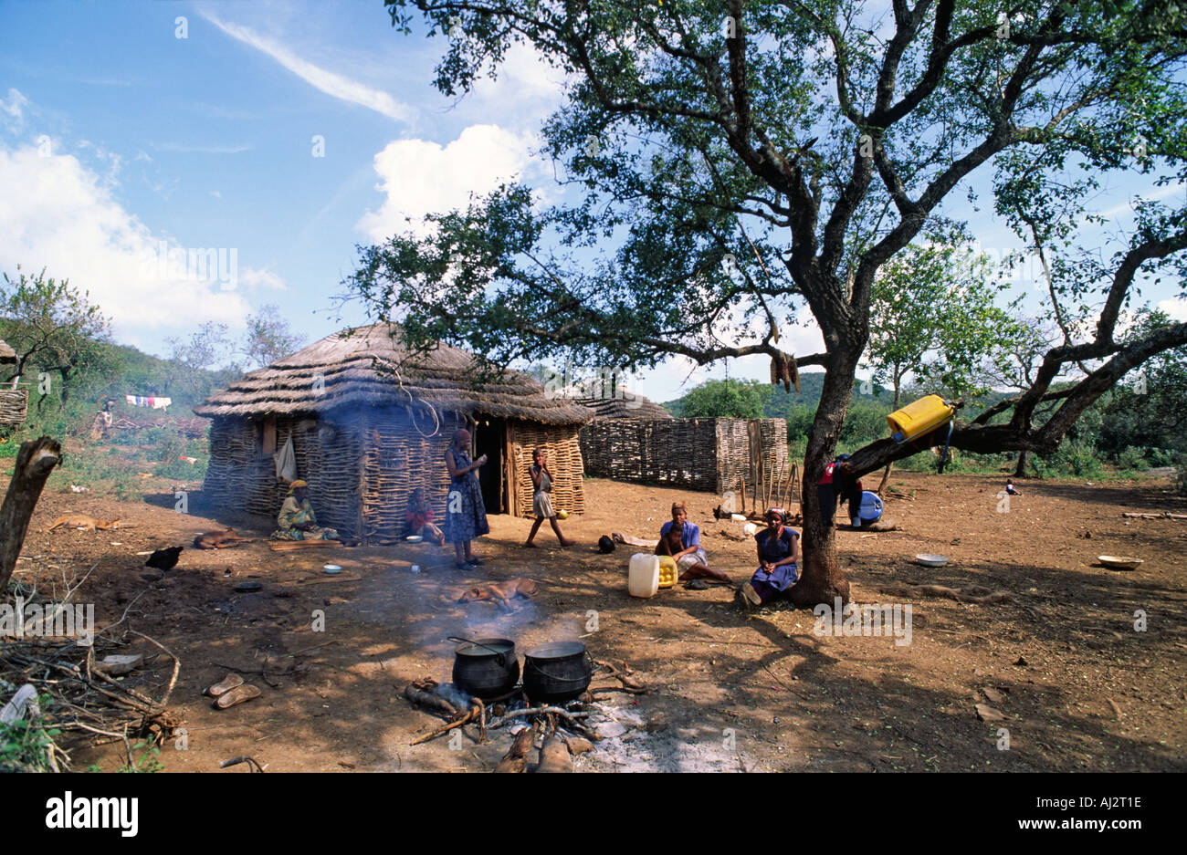 La hacienda de campesinos pobres de subsistencia en Eswatini (Swazilandia) Foto de stock