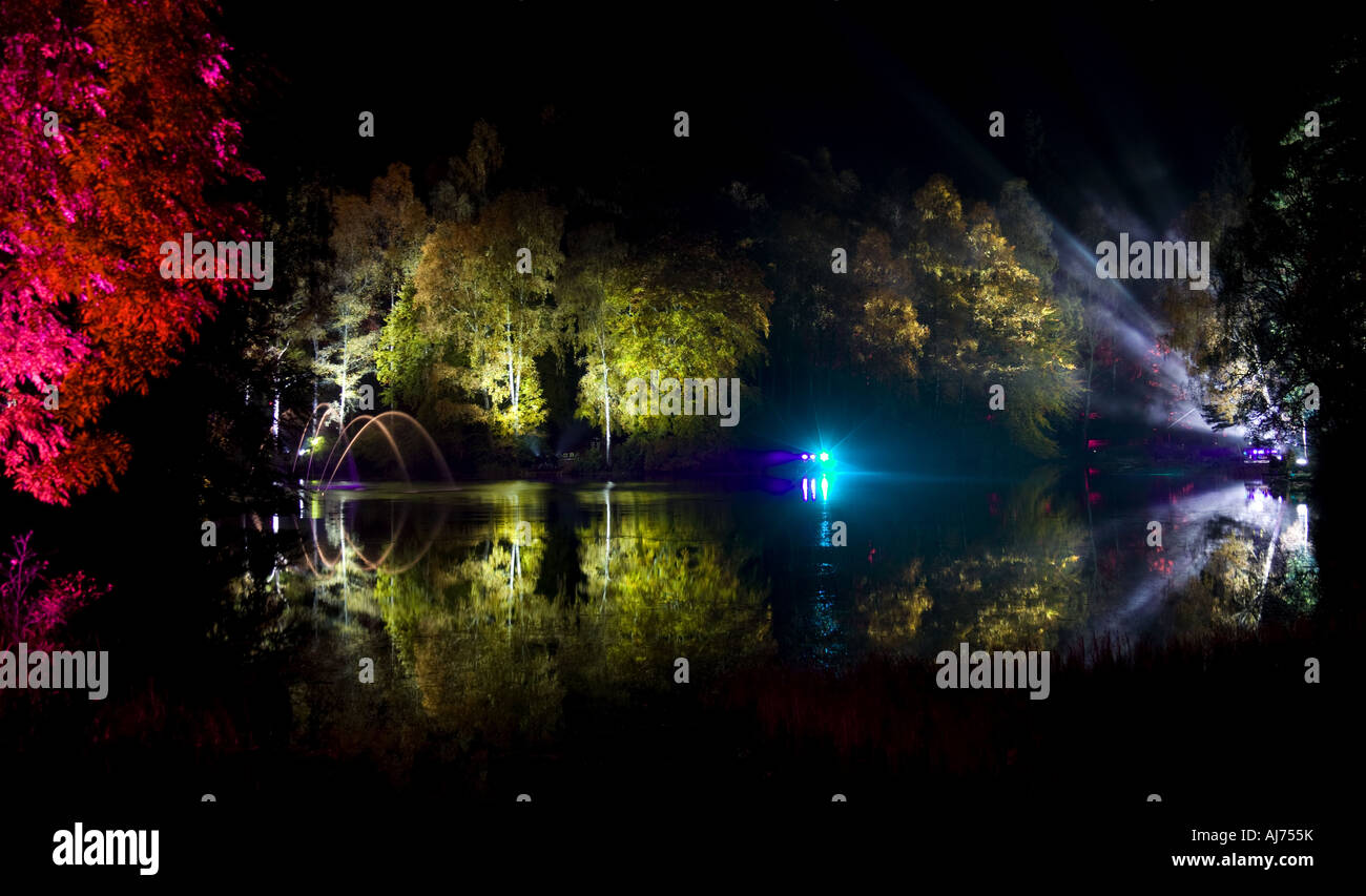 El bosque encantado la pantalla de luces, Perthshire, Escocia Foto de stock