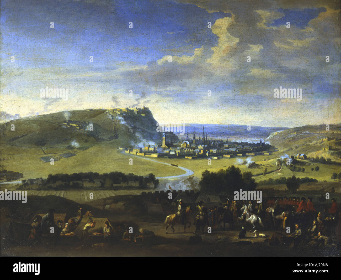 'El asedio de Namur', escena antes del ataque final, el 5 de agosto de 1695. Artista: Jan van Huchtenburg Foto de stock