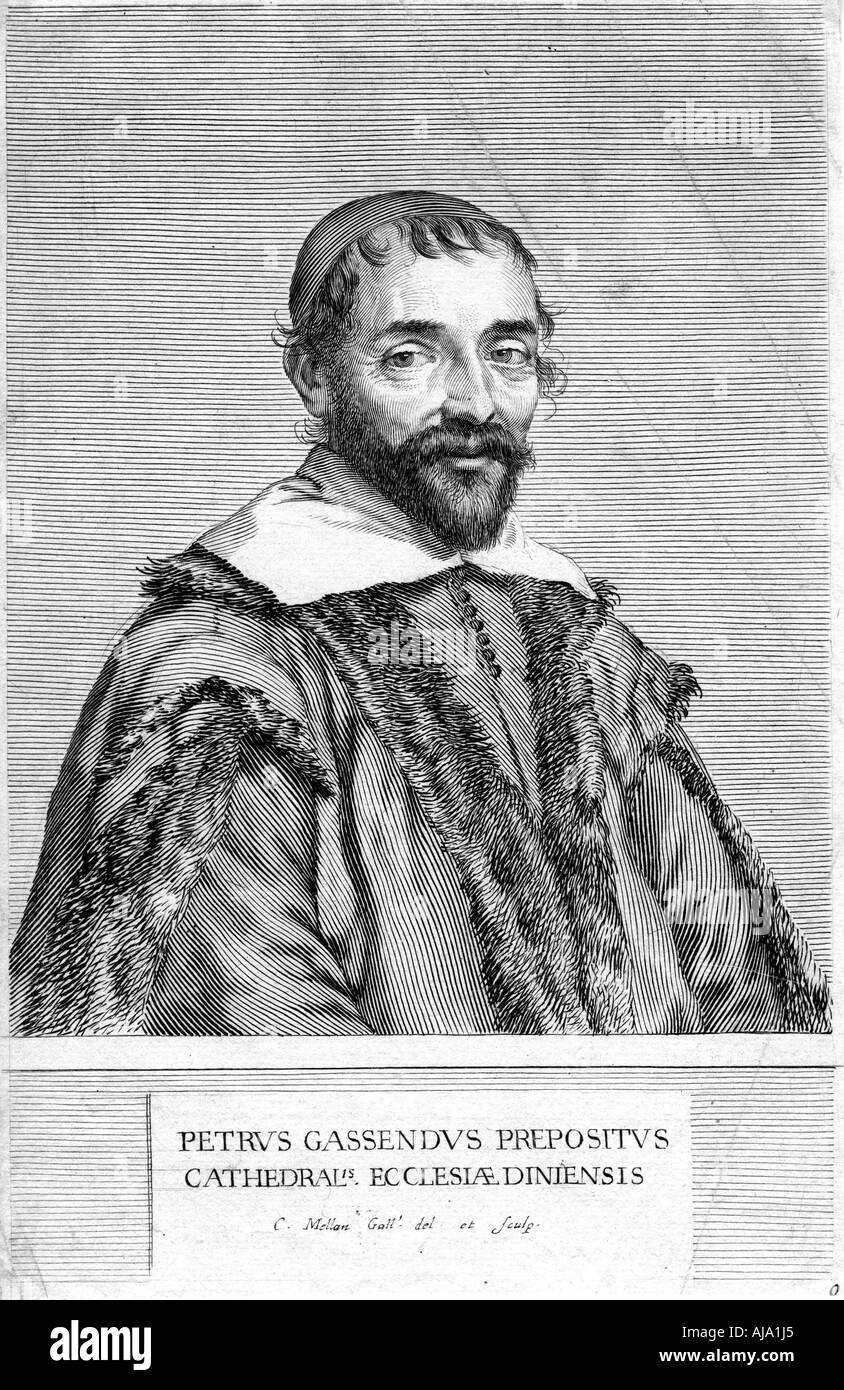 Pierre Gassendi, filósofo y científico francés del siglo XVII,. Artista: Claude Mellan Foto de stock