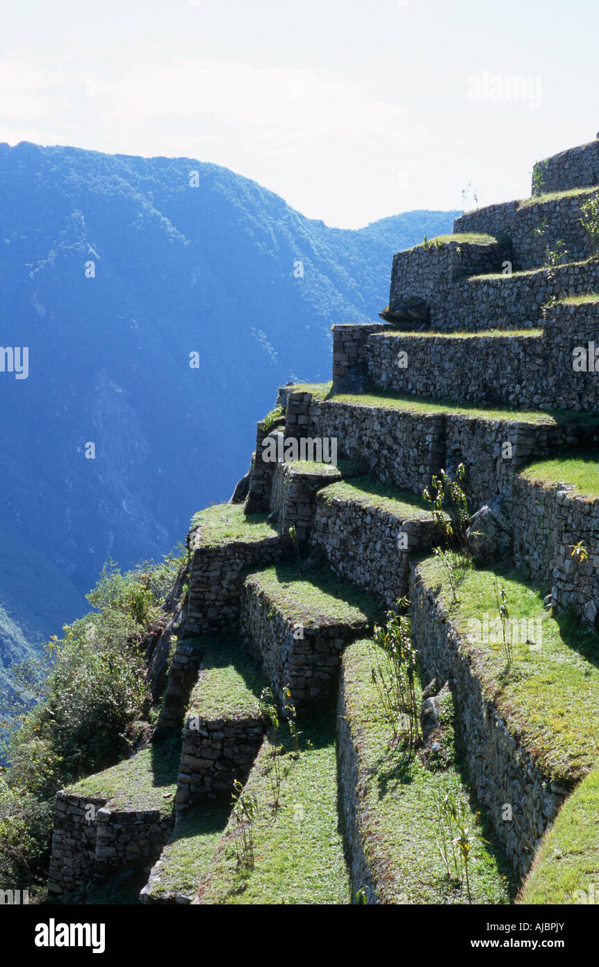 Vista panorámica de las antiguas ruinas incas Foto de stock