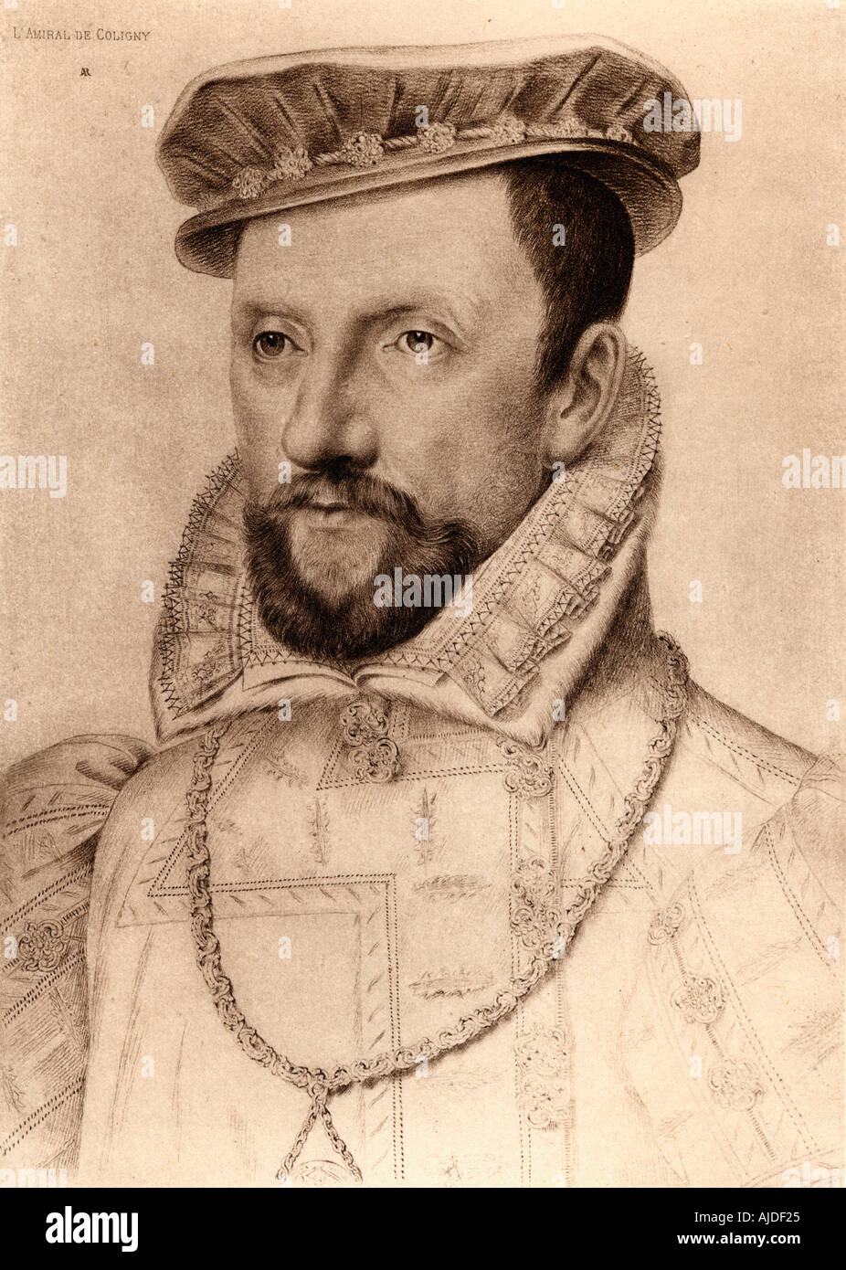 Gaspard de Coligny;, Seigneur de Chatillon,1519 -1572. Líder protestante francés y Almirante de Francia. Foto de stock