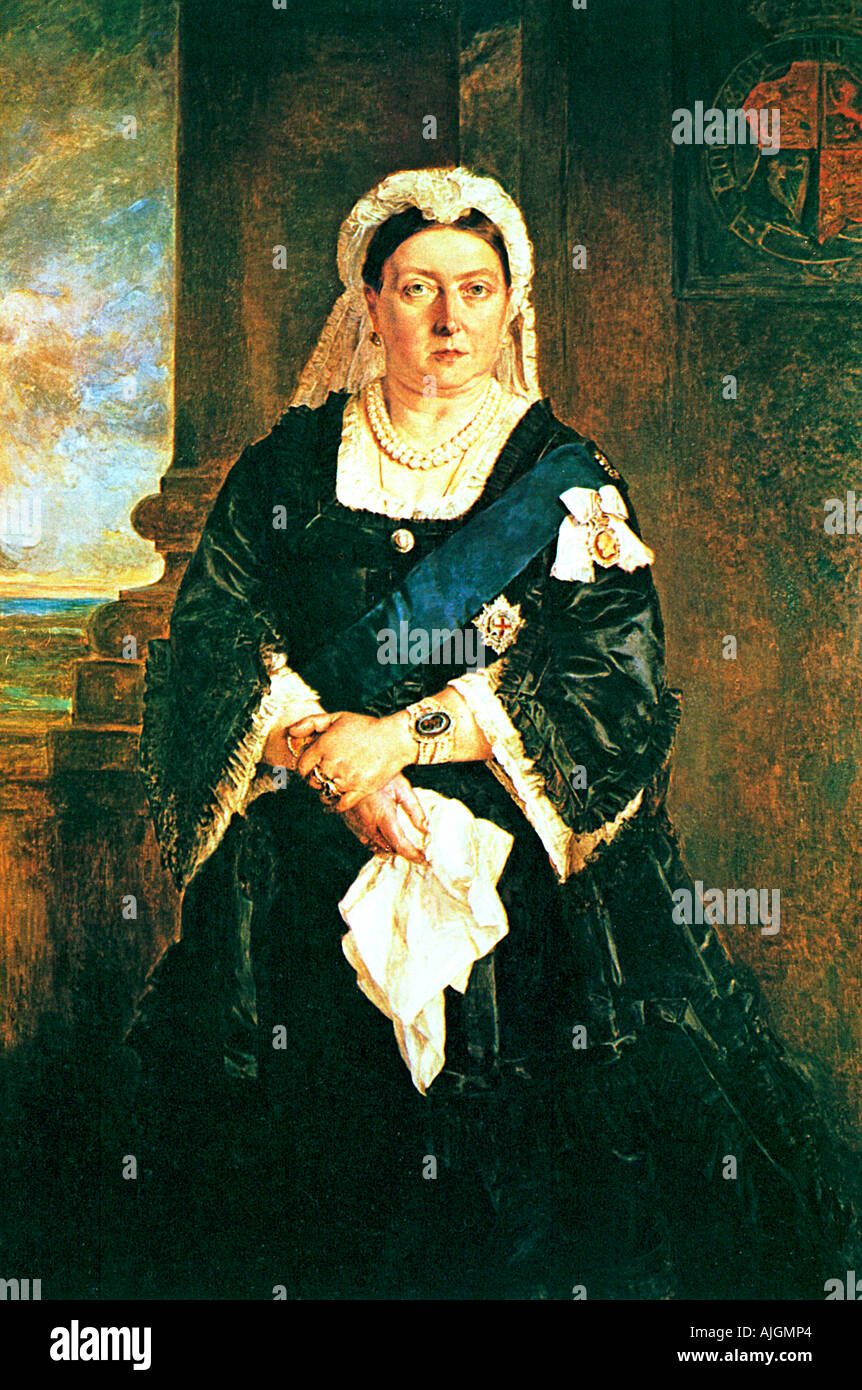 La reina Victoria, 1885 retrato de la Reina de Gran Bretaña y Emperatriz Foto de stock