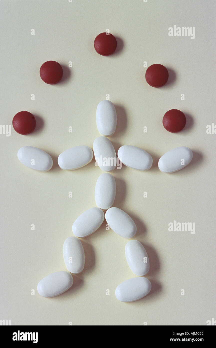 Still life de píldoras en forma de un malabarista Foto de stock