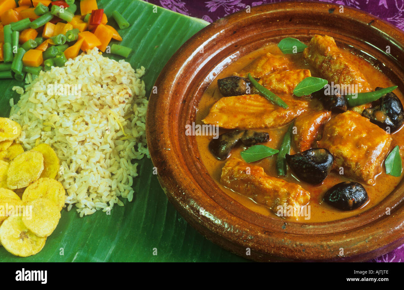 Comida India Kerala Curry pescado rojo Foto de stock