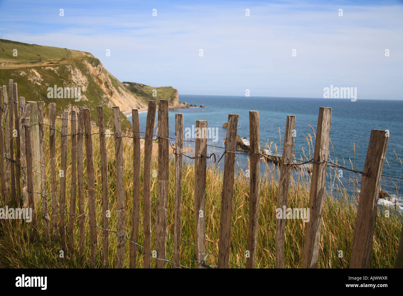 Antigua valla, 'ruta Costal Jurásico Dorset' Foto de stock