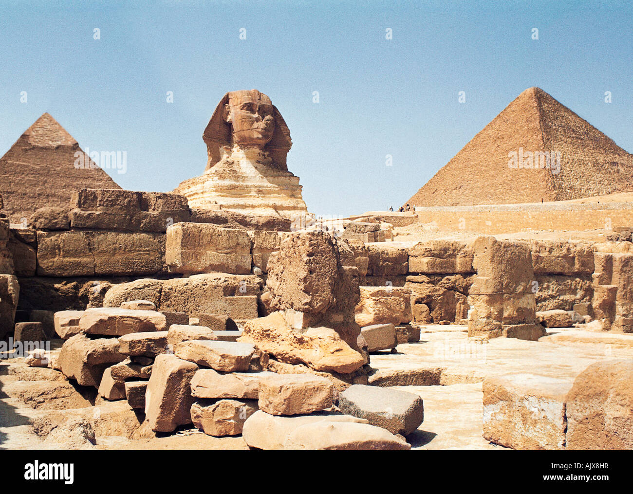 La Esfinge y las pirámides. Egipto. Giza. Foto de stock