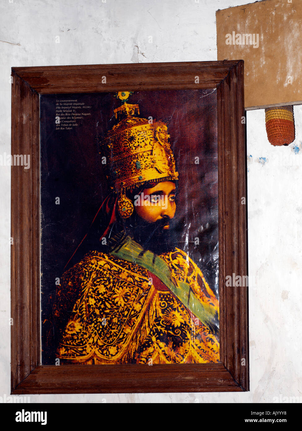 Sable Noir Mauricio retrato de Su Majestad Imperial Emperador Haile Selassie, Rey de Reyes en la Iglesia Rastafari Foto de stock