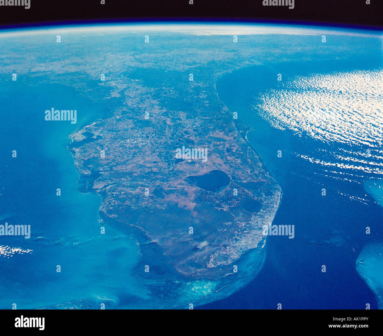 Estados Unidos de América. Península de Florida. Vista desde el espacio orbital. Foto de stock