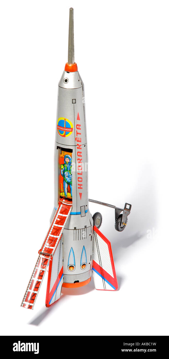 Colorido Retro cohetes de juguete / nave espacial. Imagen por Patrick  patricksteel Acero Fotografía de stock - Alamy