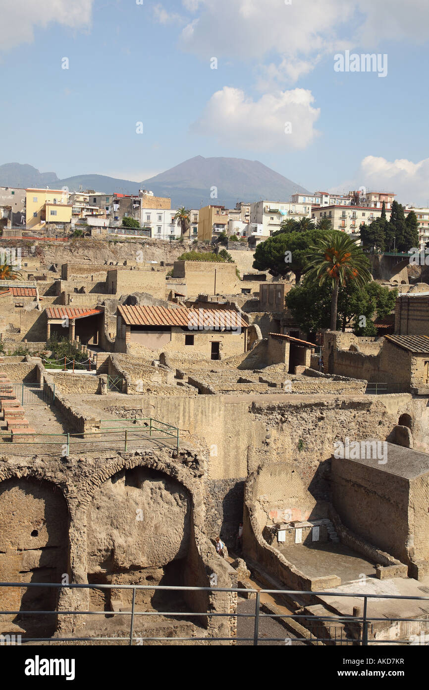 Vista de Herculano, Vesuvian Zona Arqueológica Foto de stock