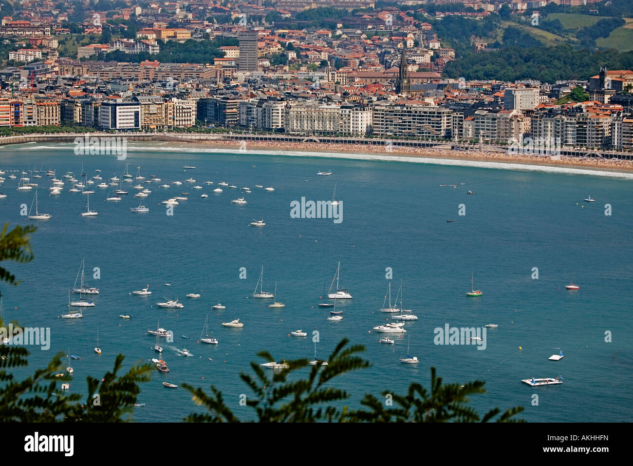 El paisaje de San Sebastián en el Monte Igeldo donostia País Vasco España Foto de stock