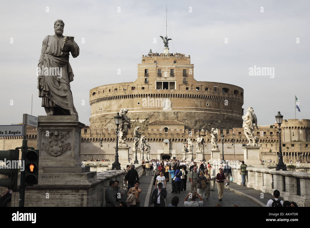 Vista de Castel Sant'Angelo Roma Foto de stock