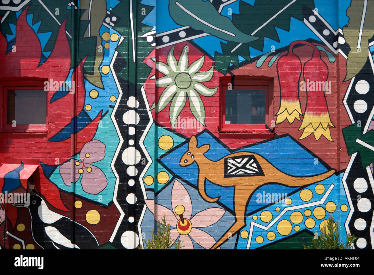 Mural en la pared del Teatro Victoria, Blackheath, Blue Mountains, en New South Wales, Australia Foto de stock