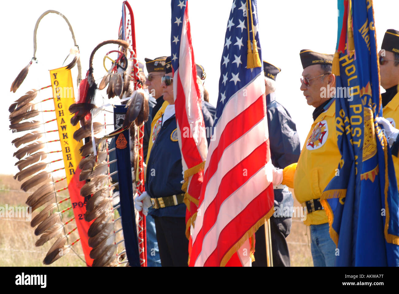 Ceremonia en la Reservación India de Fort Berthold Dakota del Norte Foto de stock