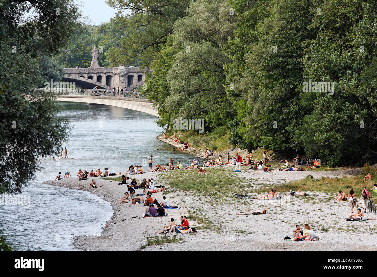 Río Isar, Munich, Baviera, Alemania Foto de stock