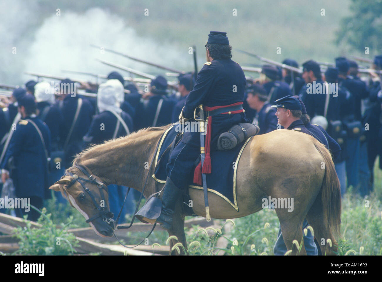 Recreación histórica de la batalla de Manassas marcando el comienzo de la Guerra Civil Virginia Foto de stock