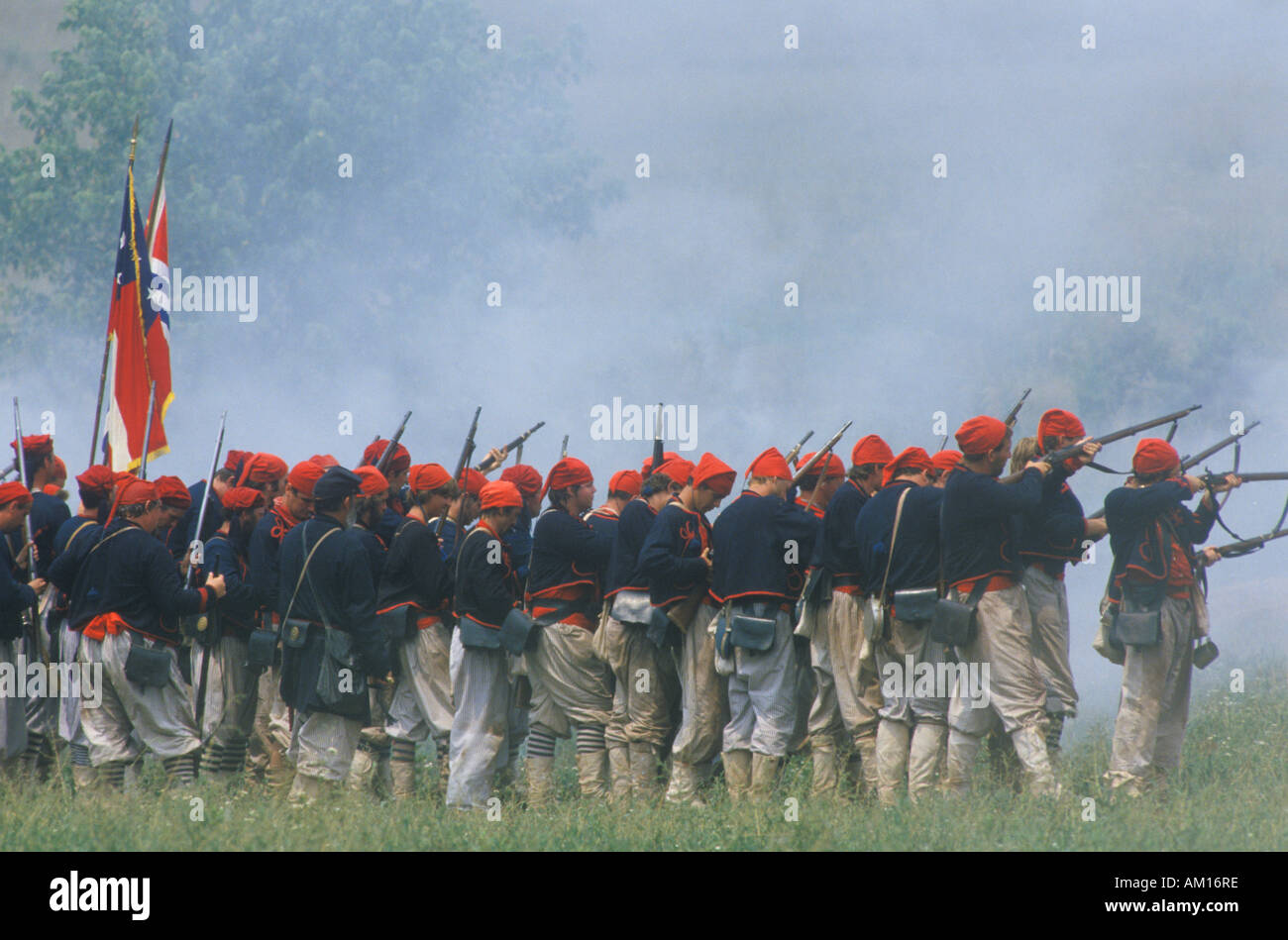 Recreación histórica de la batalla de Manassas marcando el comienzo de la Guerra Civil Virginia Foto de stock
