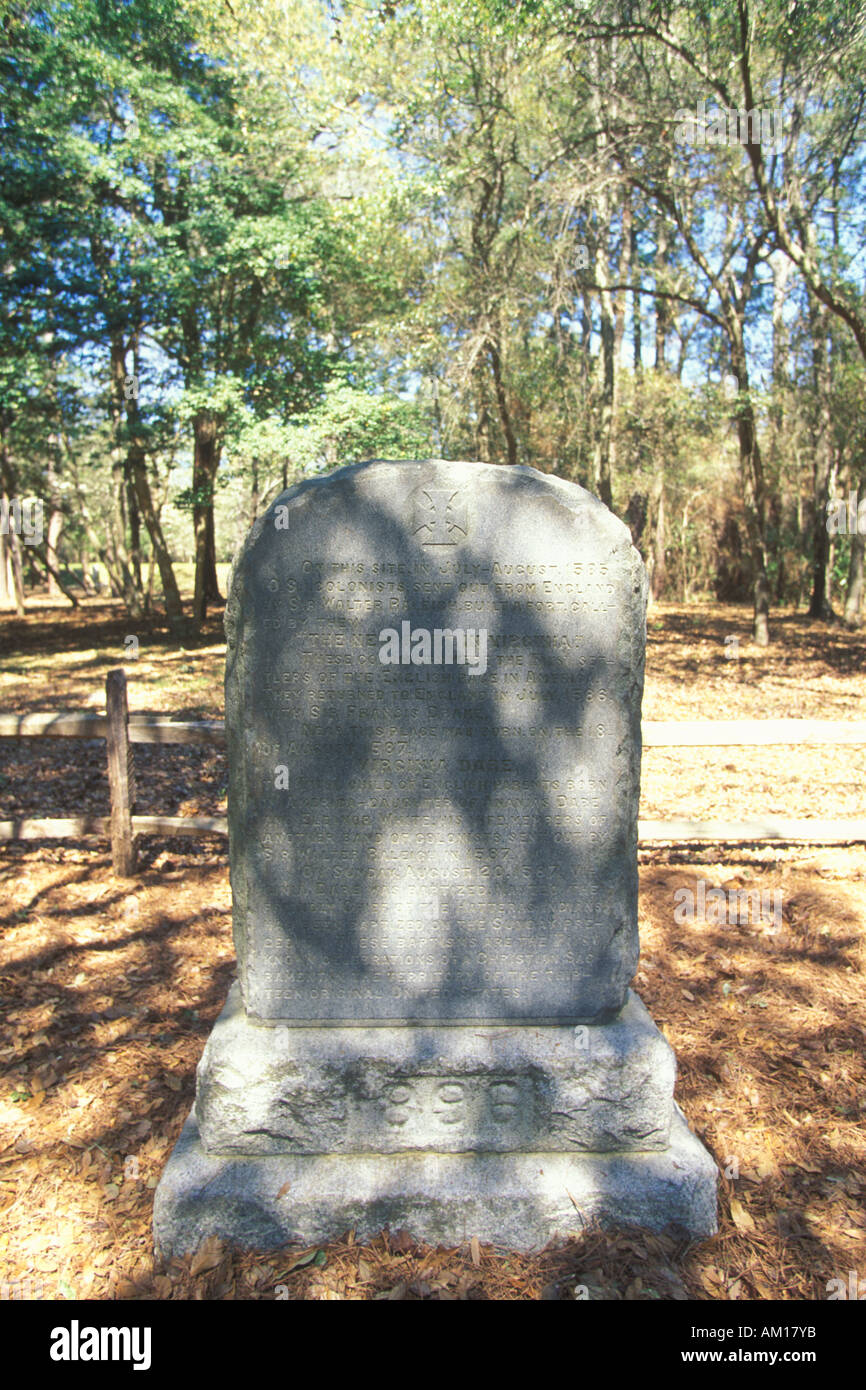 Lápida conmemorativa de la Colonia Perdida de Roanoke NC Fotografía de  stock - Alamy