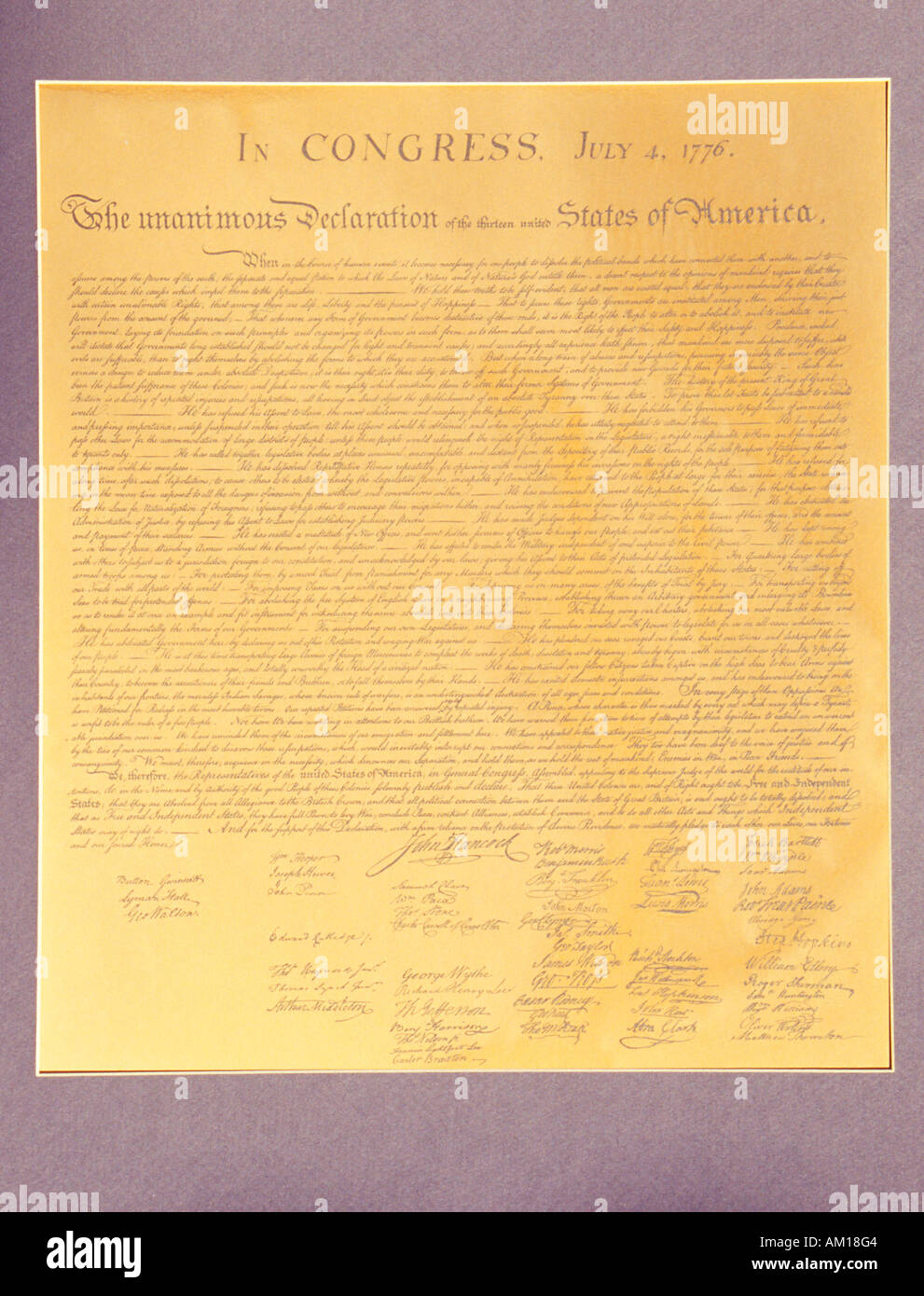 Réplica de la Declaración de Independencia Foto de stock