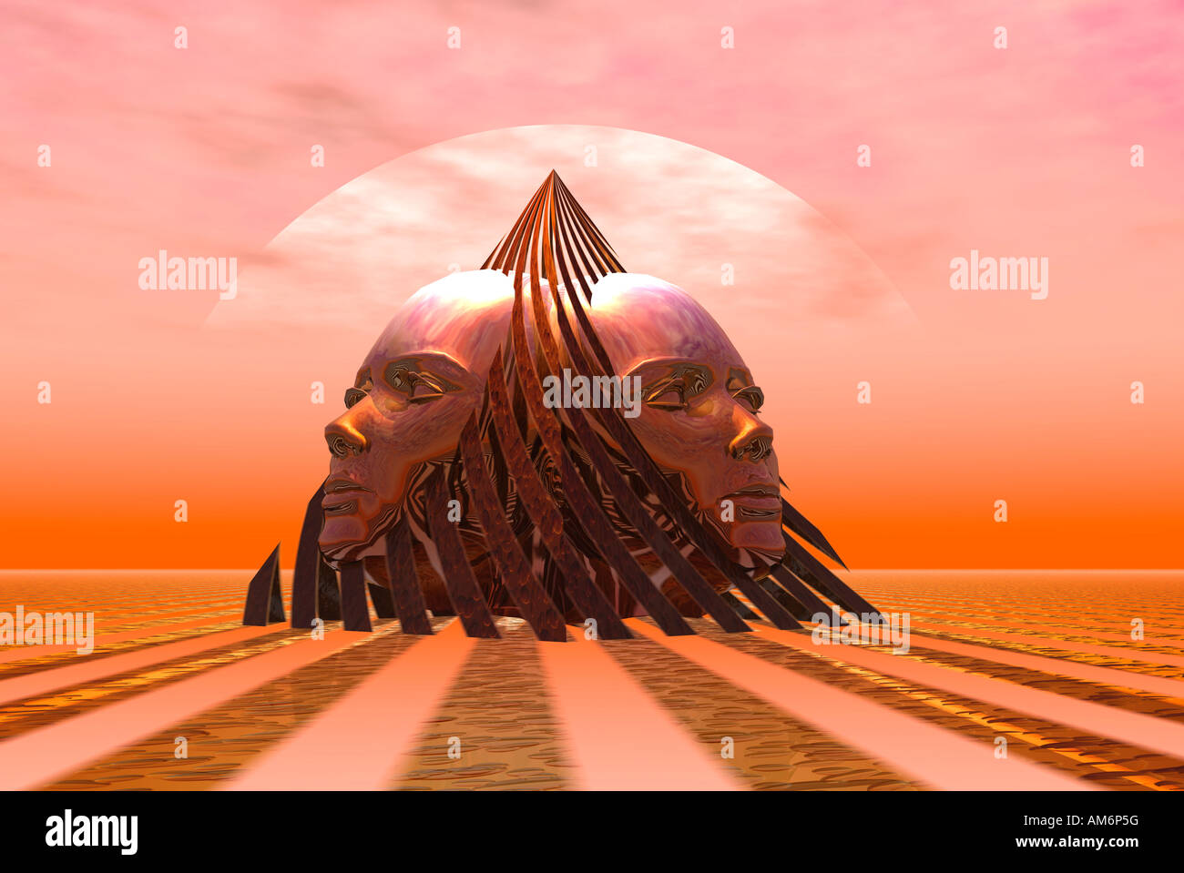 Dos cabezas son mejor que uno,una imagen 3D SciFi Conceptual Fotografía